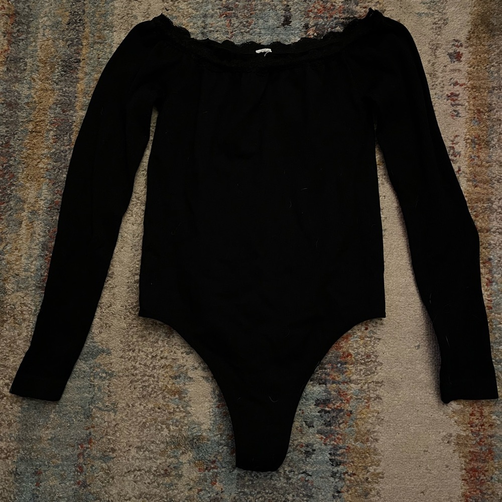Off the shoulder long sleeved body suit